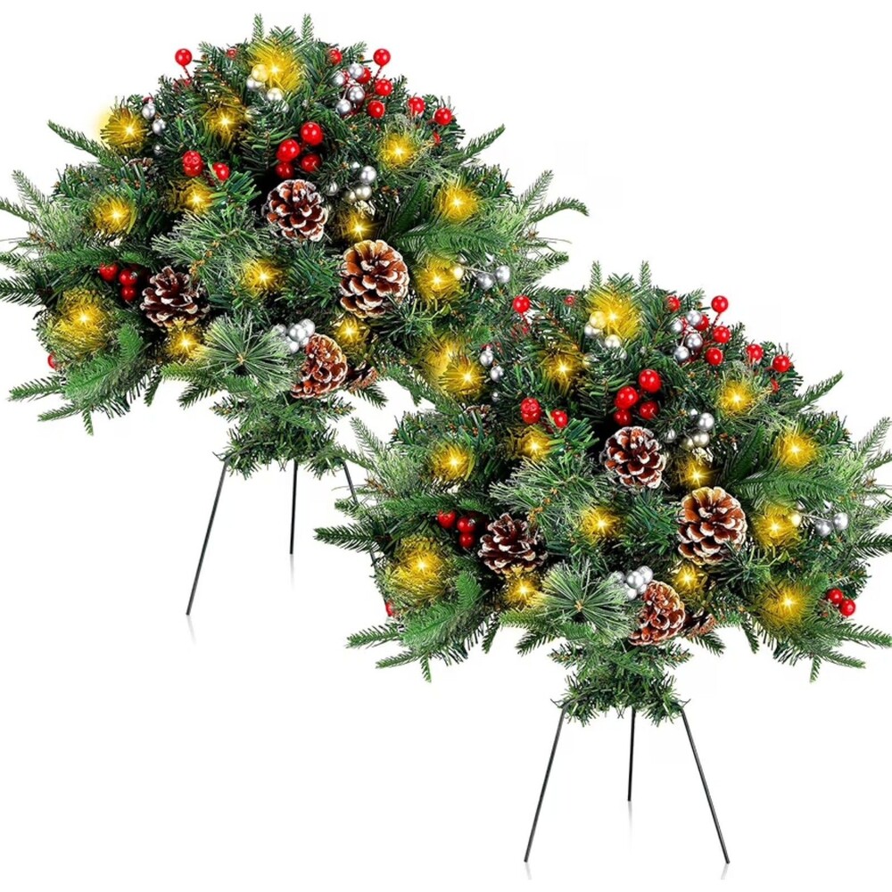 Set of 2 Christmas Urn Filler Trees NEW